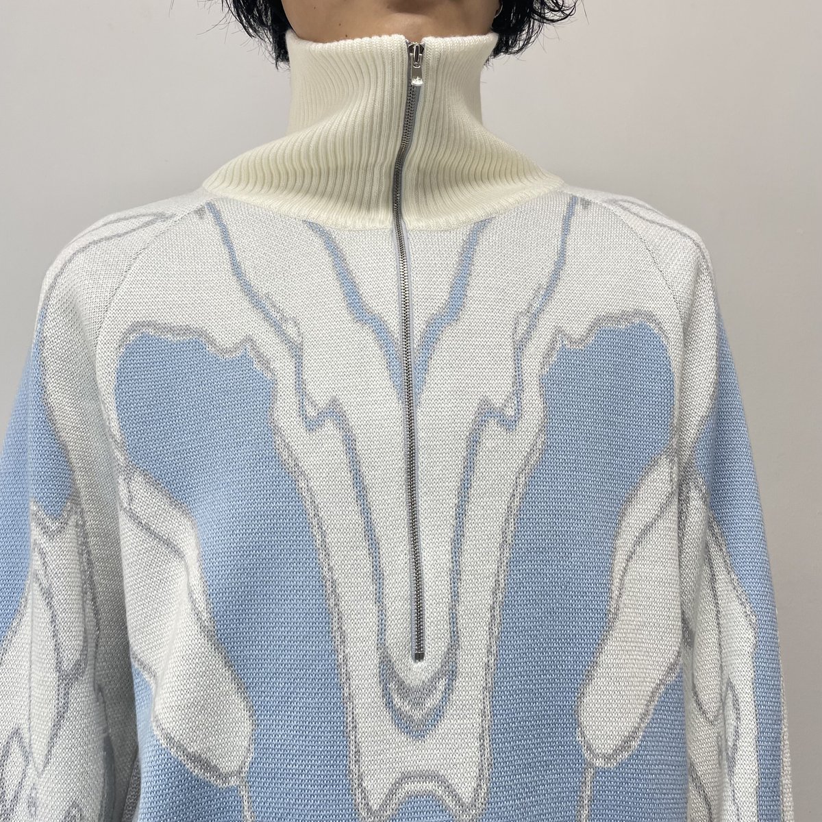 chloma / バイオニックマシーン ジャガードセーター / OFF×LIGHT GRAY