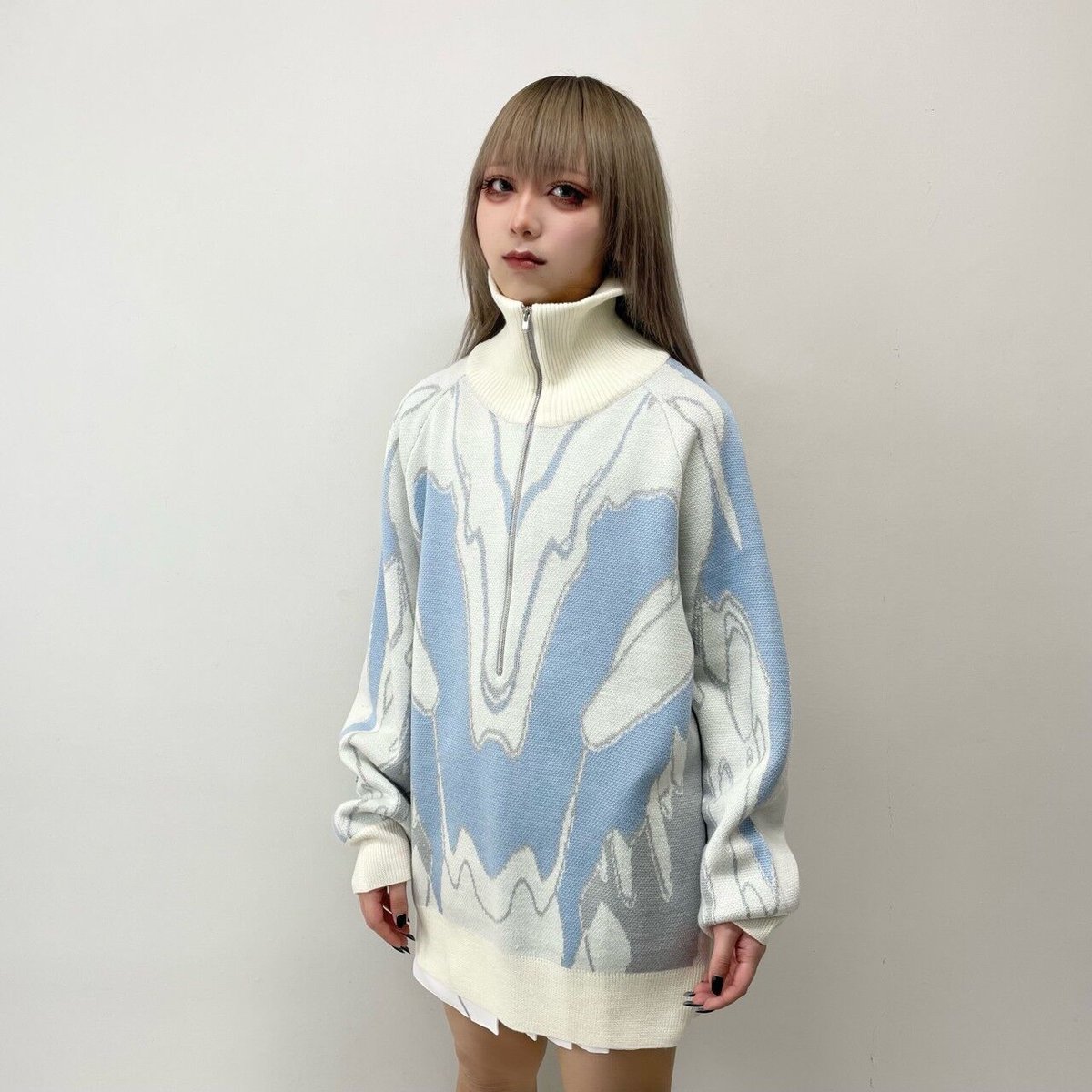 chloma / バイオニックマシーン ジャガードセーター / OFF×LIGHT GRAY