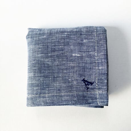 イニシャル刺繍リネンシャンブレーハンカチ（NAVY * NAVY）