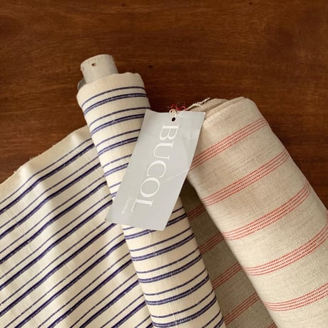 フランス製ヴィンテージ生地のショルダートートバッグ（IVORY * NAVY)
