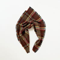 フランス製ヴィンテージ生地のコットンプチスカーフ・バンダナ（BROWN * Multicolor Check） | SANDÉMEREEN