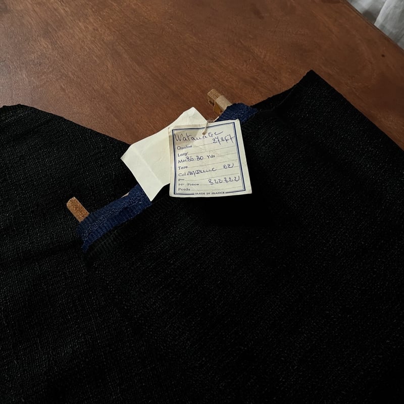 フランス製ヴィンテージ生地のショルダートートバッグ（BLACK