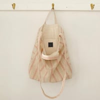 フランス製ヴィンテージリネン生地のショルダートートバッグ（ECRU * RED)