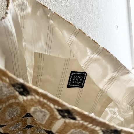 フランス製ヴィンテージレース生地のマーケットバッグ（GOLD*SILVER Lace）