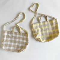 フランス製ヴィンテージ生地のショルダートートバッグ（BEIGE*YELLOW Check） | SANDÉMEREEN