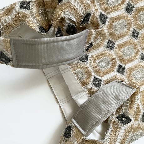 フランス製ヴィンテージレース生地のマーケットバッグ（GOLD*SILVER Lace）