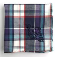 イニシャル刺繍チェックのハンカチ（NAVY*WHITE*RED）