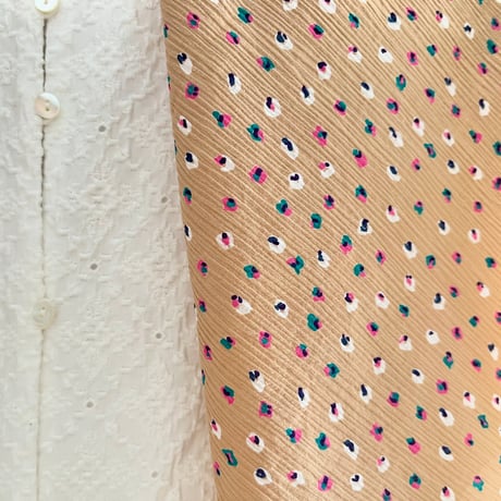 スイス製ヴィンテージコットンスカーフ（BEIGE Dots）