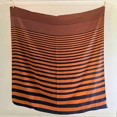 イタリア製ヴィンテージ生地のシルクスカーフ（BROWN*NAVY Stripe）