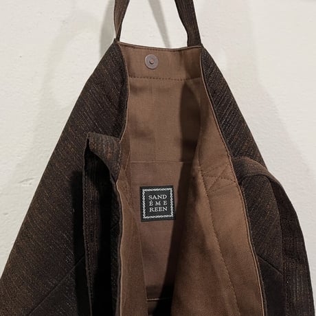 イングランド製ヴィンテージ生地のショルダートートバッグ（Coffee Bag : Espresso BROWN）コーヒー染め | SANDÉMEREEN