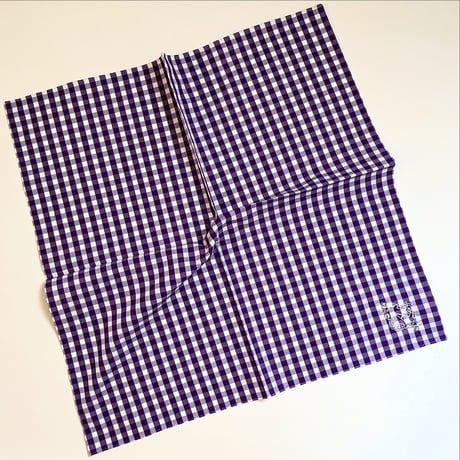 イニシャル刺繍ギンガムチェックのハンカチ（VIOLET*WHITE）