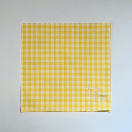 イニシャル刺繍ギンガムチェックのハンカチ（YELLOW*WHITE）