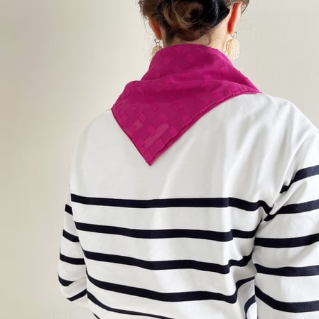 Block Dobby シアーコットンミニスカーフ（Fuchsia PINK）