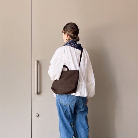 イングランド製ヴィンテージ生地のショルダートートバッグ（Coffee Bag : Espresso BROWN）コーヒー染め | SANDÉMEREEN