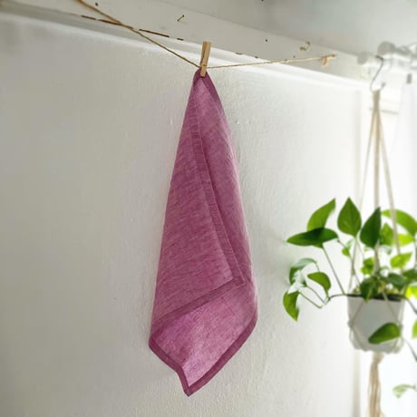 【OUTLET】フレンチリネンシャンブレーハンカチ（PURPLE） - ハンカチになりきれなかったもの