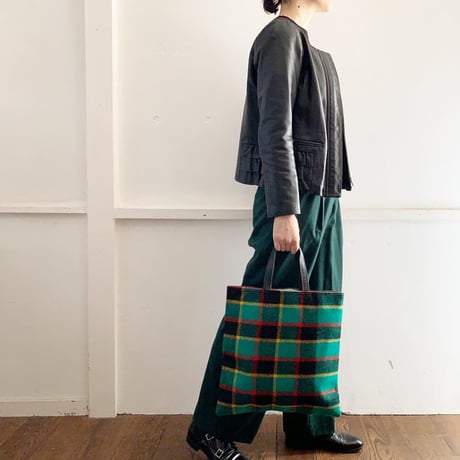 LP トートバッグ（Check GREEN）フランスヴィンテージ | SANDÉMEREEN