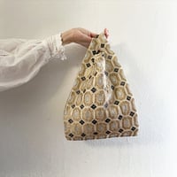 フランス製ヴィンテージレース生地のマーケットバッグ（GOLD*SILVER Lace）
