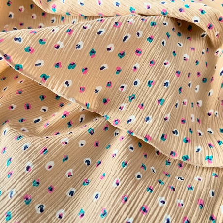 スイス製ヴィンテージコットンスカーフ（BEIGE Dots）