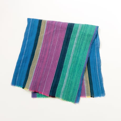 スイス製ヴィンテージコットン生地のミニスカーフ（BLUE*PINK*GREEN Stripe） | SANDÉMEREEN