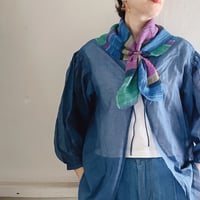 スイス製ヴィンテージコットン生地のミニスカーフ（BLUE*PINK*GREEN Stripe） | SANDÉMEREEN