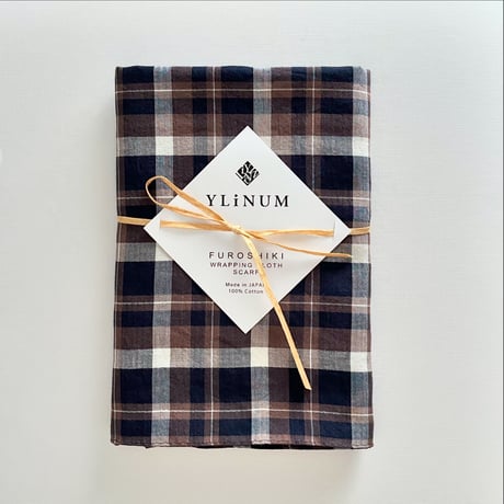 チェックのマルチクロス（BROWN*NAVY*WHITE）スカーフ・風呂敷