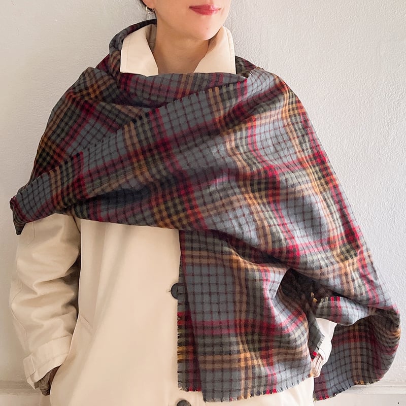 イングランド製ヴィンテージウールストール（GREY*RED*BROWN*BLACK