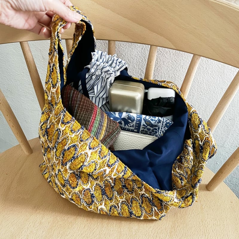 フランス製ヴィンテージ生地のバッグ（YELLOW * NAVY） | YLINUM