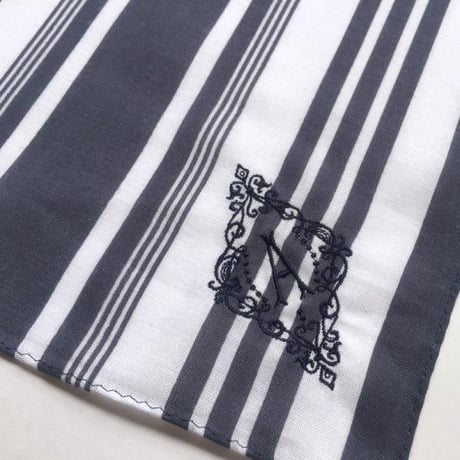 イニシャル刺繍STRIPEハンカチ（OLD NAVY）