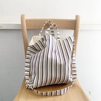 フランス製ヴィンテージ生地のショルダートートバッグ（IVORY * NAVY)