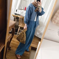 フランス製ヴィンテージ生地のバッグ（YELLOW * NAVY）