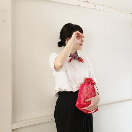 Lorez ハンカチ（GREY*CORAL RED）