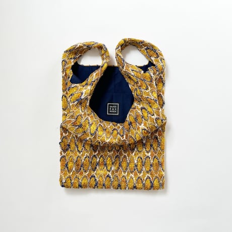 フランス製ヴィンテージ生地のバッグ（YELLOW * NAVY）