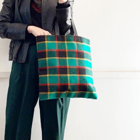 LP トートバッグ（Check GREEN）フランスヴィンテージ | SANDÉMEREEN