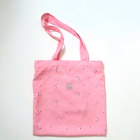 スイス製ヴィンテージ刺繍生地のLPトートバッグ（Meringue PINK）