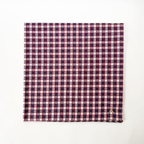 イニシャル刺繍ドビーギンガムチェックのハンカチ（NAVY）