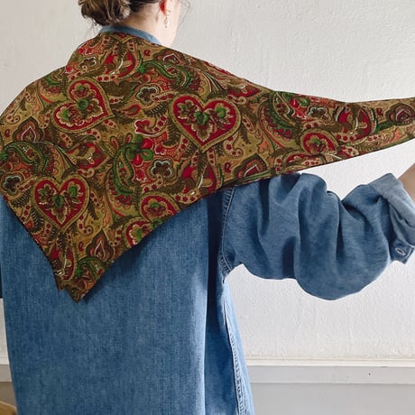 フランス製ヴィンテージ生地のシルクスカーフ（MUSTARD Paisley） | SANDÉMEREEN
