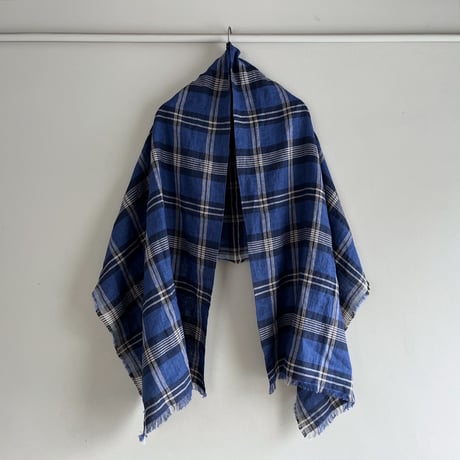 Check Linen Stole - リネン大判ストール（NAVY*BLACK） | SANDÉMEREEN