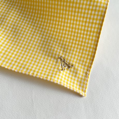 イニシャル刺繍ギンガムチェックの小さめハンカチ（YELLOW*WHITE）
