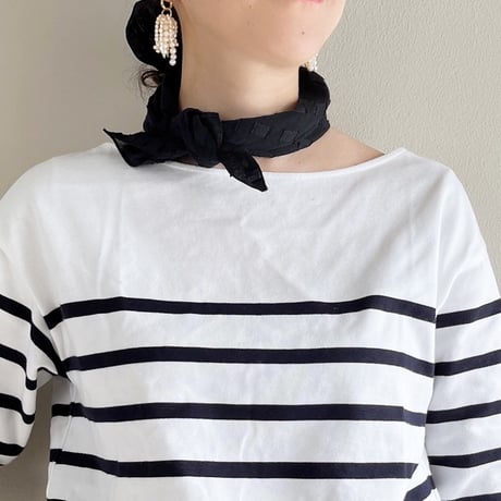 Block Dobby シアーコットンミニスカーフ（BLACK）