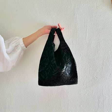 フランス製ヴィンテージジャカード生地のバッグ（BLACK - Botanical Jacquard）