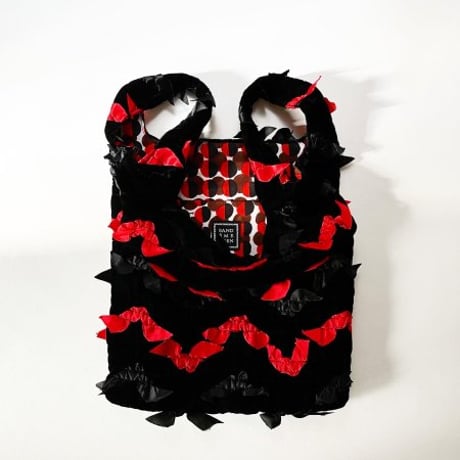 フランス製ベルベットリボン生地のバッグ（BLACK * RED） | SANDÉMEREEN