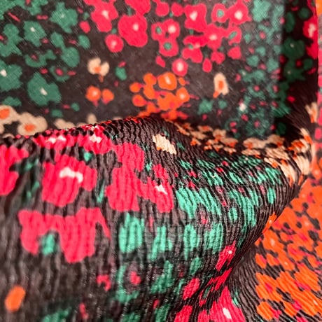 フランス製ヴィンテージ生地のシルクスカーフ（BROWN Floral）