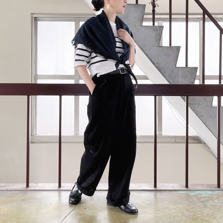 Block Dobby シアーコットン大判スカーフ（NAVY）