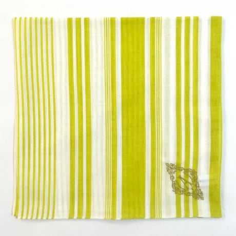 イニシャル刺繍STRIPEハンカチ（YELLOW）