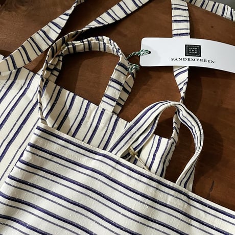 フランス製ヴィンテージ生地のショルダートートバッグ（IVORY * NAVY)