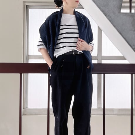 Block Dobby シアーコットン大判スカーフ（NAVY）