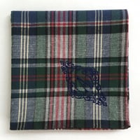 イニシャル刺繍タータンチェックのハンカチ（NAVY*GREEN*RED*WHITE）