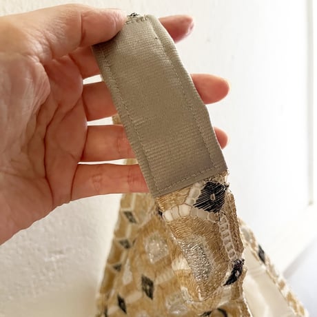 フランス製ヴィンテージレース生地のマーケットバッグ（GOLD*SILVER Lace）