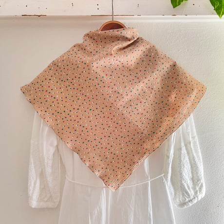 スイス製ヴィンテージコットンスカーフ（BEIGE Dots）