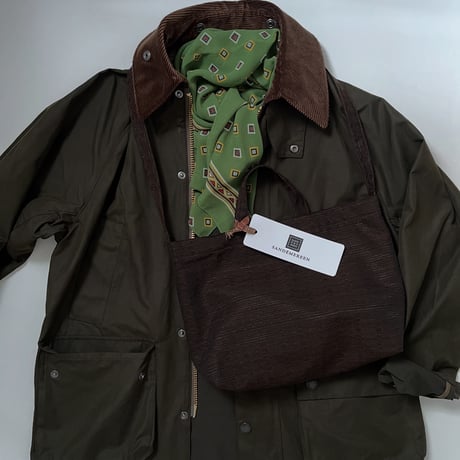 フランス製ヴィンテージ生地の小紋柄シルクシフォンスカーフ（OliveGREEN） | SANDÉMEREEN